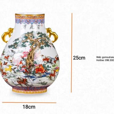 BÌNH DÁNG GIỎ DÂU VIỀN VÀNG HỌA TIẾT BÁCH LỘC